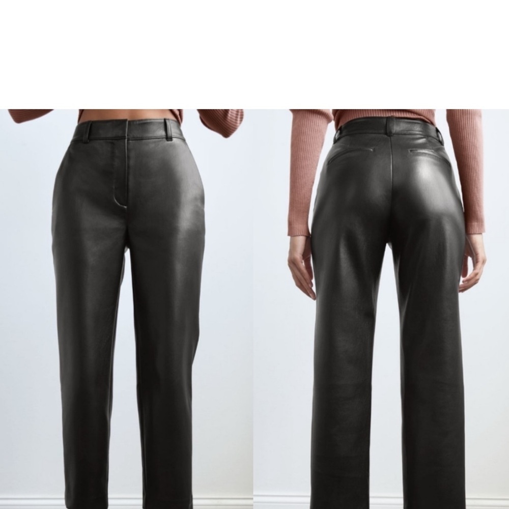 Aritzia Babaton Wide Leg Black Faux Leather Pants in Size 2
